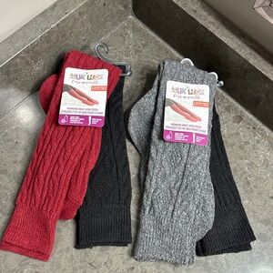 Muk Luks Women's Cozy Socks - Red, Gray, Black Set